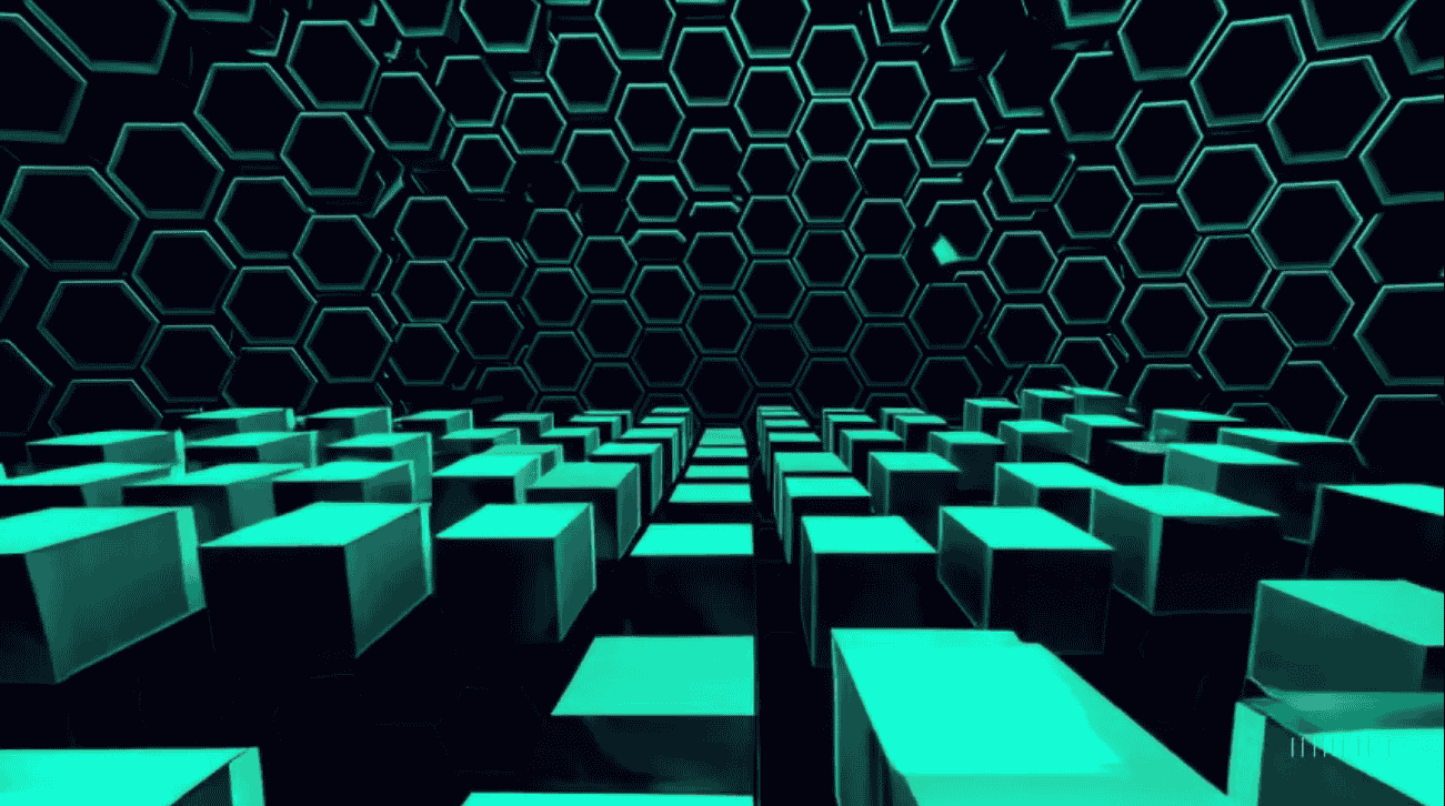 A wave of interconnected green cubes, Conduit’s original visual motif